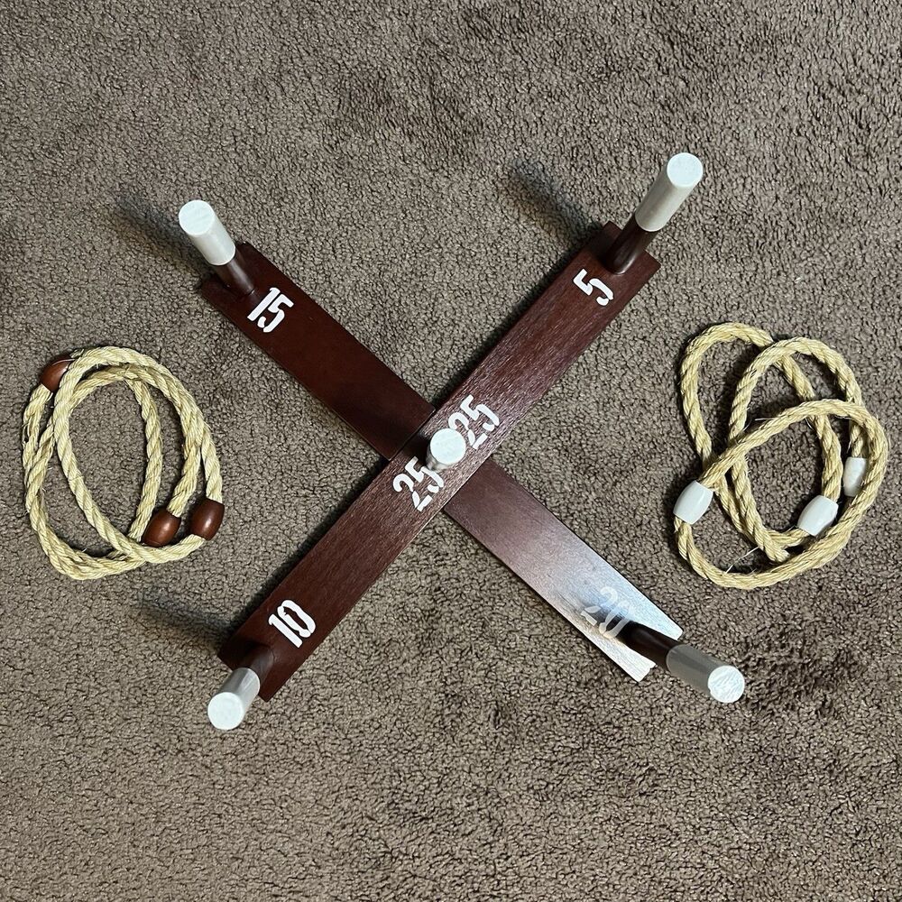 CircleCraft Rustic Wood & Rope Ring Toss Game for Adults - Featuring Wide Grip H